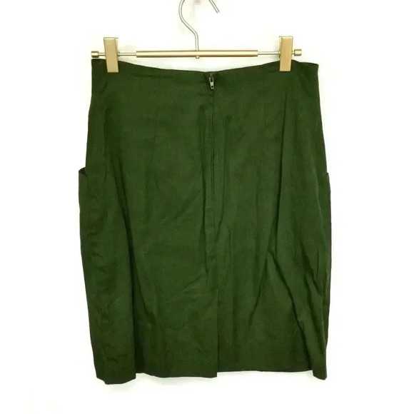 Vintage Rafferty Women's Green Rayon Blend Pockets Flat Front Mini Skirt Size 7 - Picture 2 of 9